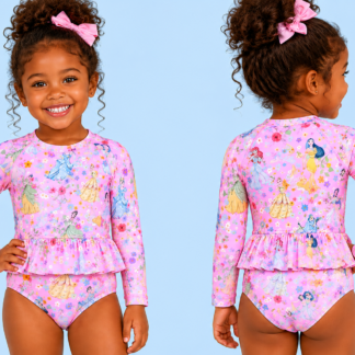 Princess Petals RashGuard Long Sleeve Two Piece